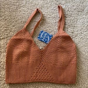 Free people sweater crochet bra crop top